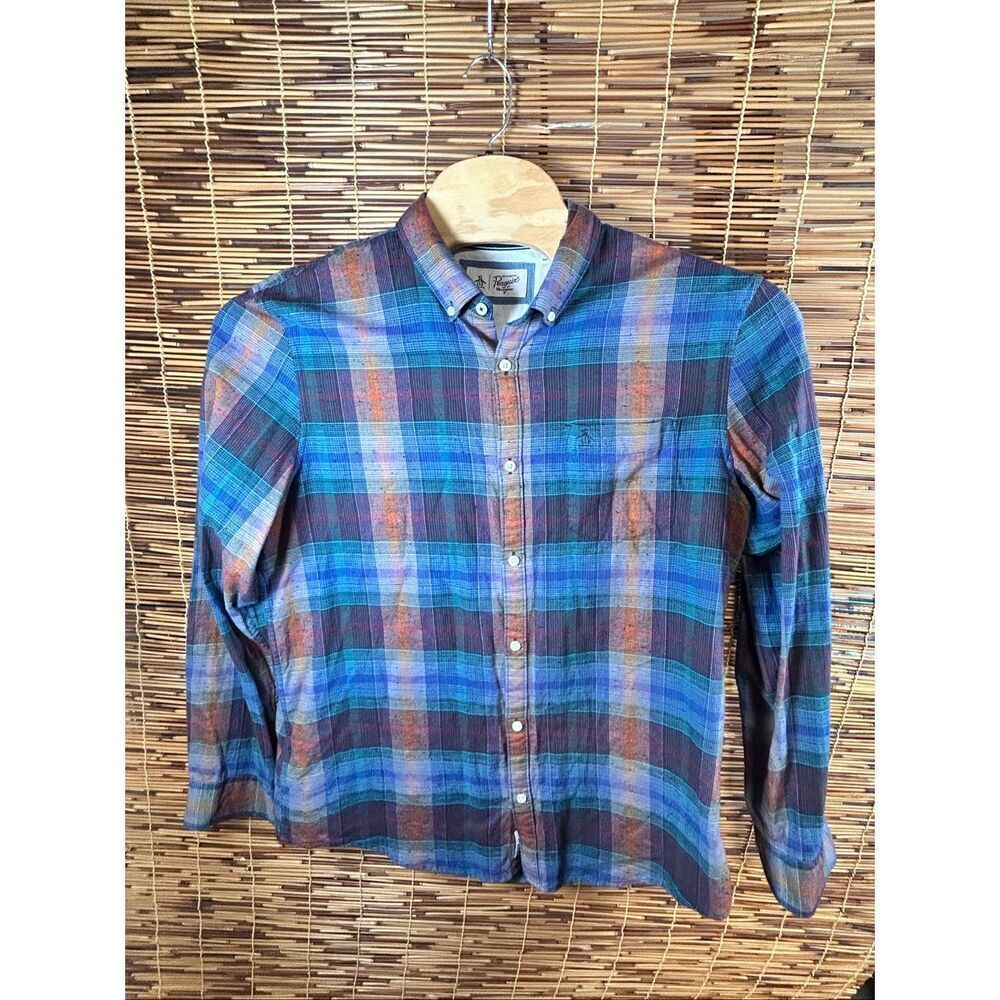 An Original Penguin XL Plaid Button-Down Pocketed Shirt